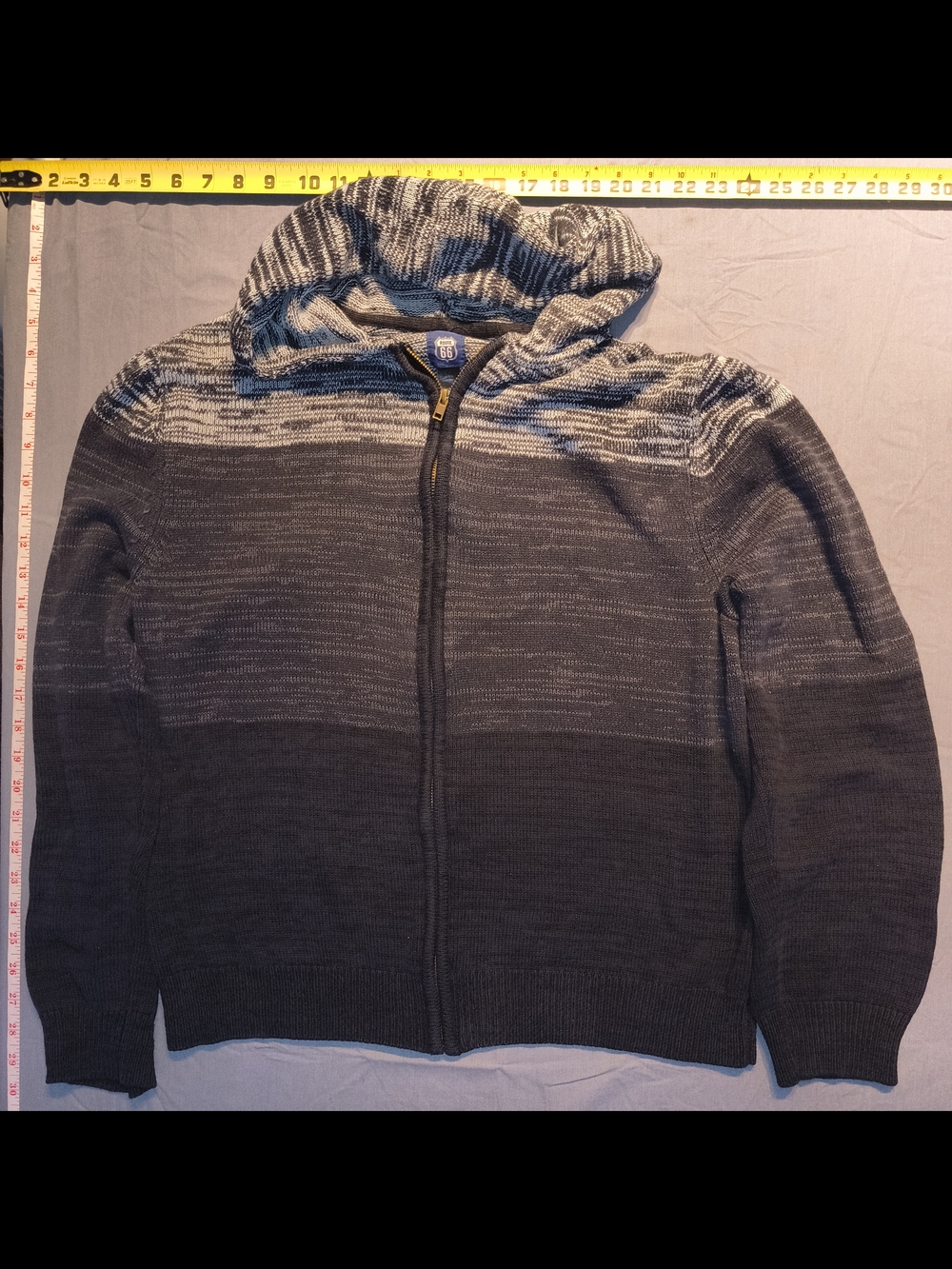 Route 66 Men's Zip-Up Hooded Sweater - Charcoal & Light Gray